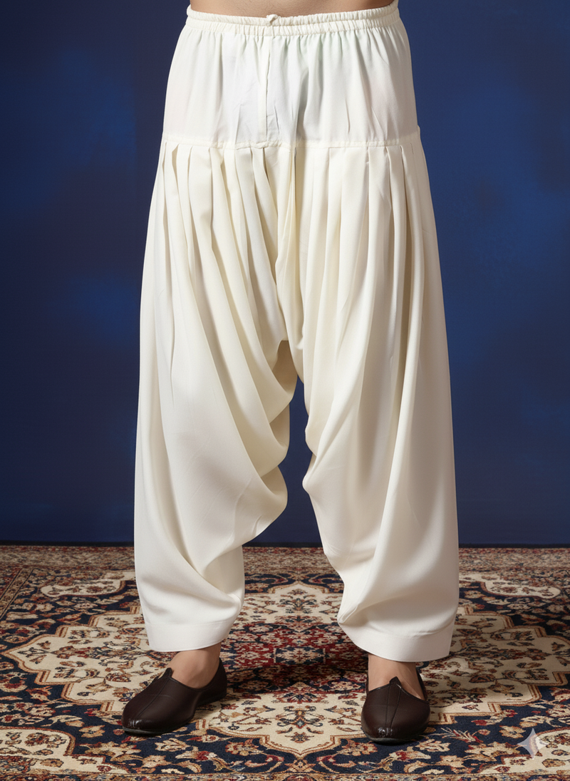 Cream plain cotton patiala for festive, reception, weddings