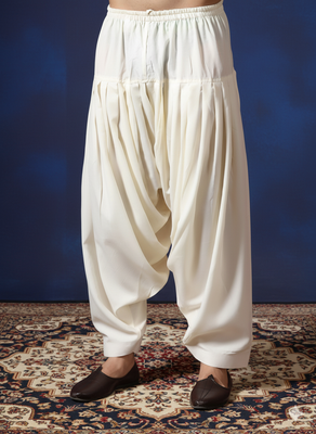 Cream plain cotton patiala for festive, reception, weddings 2