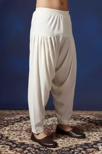 Cream plain cotton patiala for festive, reception, weddings
