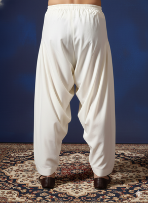 Cream plain cotton patiala for festive, reception, weddings 4