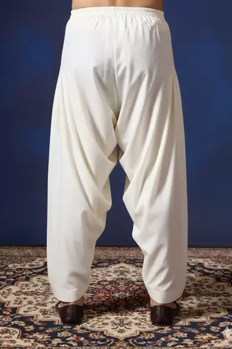 Cream plain cotton patiala for festive, reception, weddings