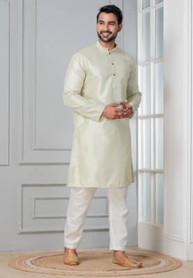 Green embroidery bangalorian kurta pyjama set for festive, reception, weddings 2