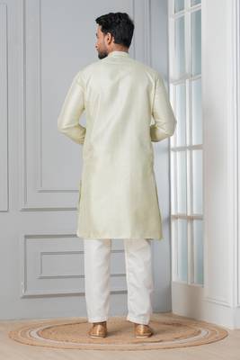 Green embroidery bangalorian kurta pyjama set for festive, reception, weddings 4