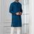 Blue embroidery sequence kurta pyjama set for festive, reception, weddings