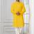 Yellow embroidery sequence kurta pyjama set for festive, reception, weddings