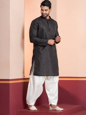 Black embroidery bangalorian kurta patiala set for festive, reception, weddings 2