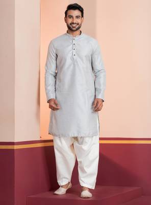 Grey embroidery bangalorian kurta patiala set for festive, reception, weddings 1