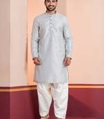 Grey embroidery bangalorian kurta patiala set for festive, reception, weddings