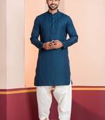 Blue embroidery bangalorian kurta patiala set for festive, reception, weddings