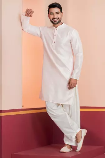 Peach embroidery bangalorian kurta patiala set for festive, reception, weddings