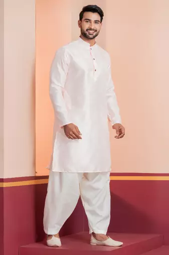 Peach embroidery bangalorian kurta patiala set for festive, reception, weddings