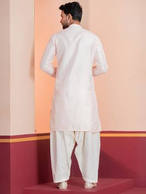 Peach embroidery bangalorian kurta patiala set for festive, reception, weddings 4