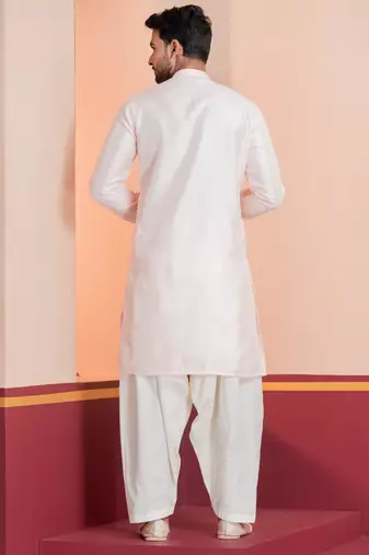 Peach embroidery bangalorian kurta patiala set for festive, reception, weddings