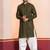 Olive embroidery sequence kurta patiala set for festive, reception, weddings