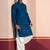 Blue embroidery sequence kurta patiala set for festive, reception, weddings