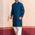 Blue embroidery sequence kurta patiala set for festive, reception, weddings