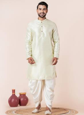 Green embroidery bangalorian kurta dhoti set for festive, reception, weddings 1