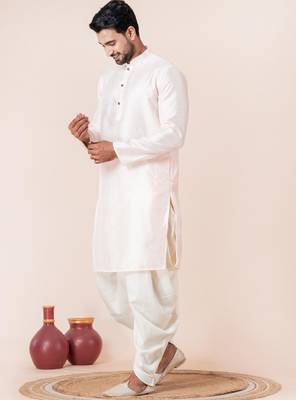 Peach embroidery bangalorian kurta dhoti set for festive, reception, weddings 2