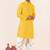 Yellow embroidery sequence kurta dhoti set for festive, reception, weddings