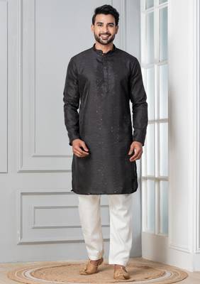 Black embroidery bangalorian kurta for festive, reception, weddings 1