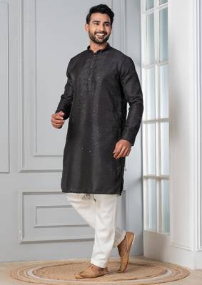 Black embroidery bangalorian kurta for festive, reception, weddings 3
