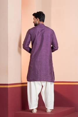 Purple embroidery bangalorian kurta for festive, reception, weddings 4