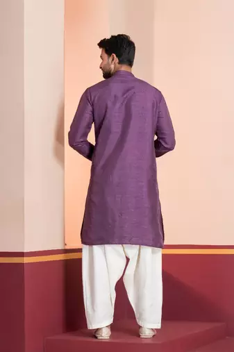 Purple embroidery bangalorian kurta for festive, reception, weddings