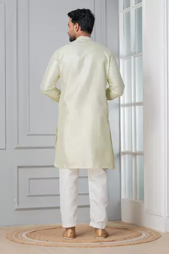 Green embroidery bangalorian kurta for festive, reception, weddings