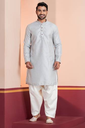 Grey embroidery bangalorian kurta for festive, reception, weddings