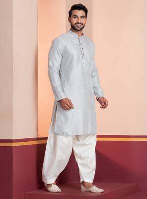 Grey embroidery bangalorian kurta for festive, reception, weddings 2