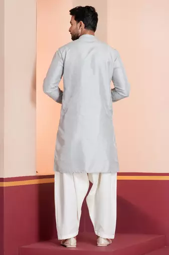 Grey embroidery bangalorian kurta for festive, reception, weddings
