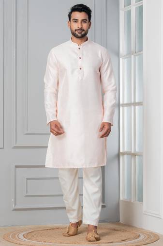 Peach embroidery bangalorian kurta for festive, reception, weddings