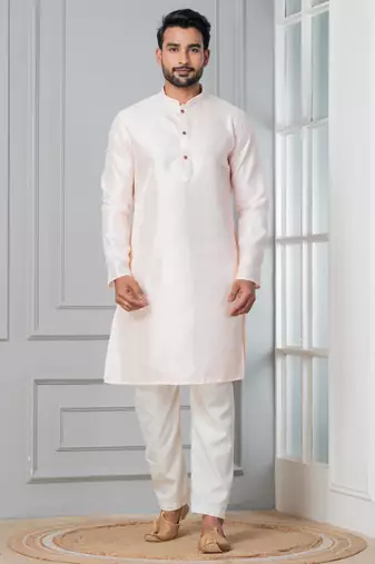 Peach embroidery bangalorian kurta for festive, reception, weddings
