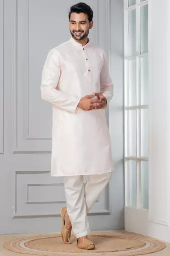Peach embroidery bangalorian kurta for festive, reception, weddings