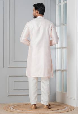 Peach embroidery bangalorian kurta for festive, reception, weddings 4