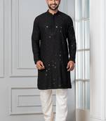 Black embroidery sequence kurta for festive, reception, weddings