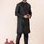 Black plain dupion silk kurta for festive, reception, weddings