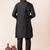 Black plain dupion silk kurta for festive, reception, weddings