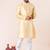 Yellow plain dupion silk kurta for festive, reception, weddings