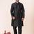 Black plain dupion silk kurta churidar set for festive, reception, weddings