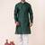Dark green plain dupion silk kurta for festive, reception, weddings