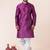 Purple plain dupion silk kurta churidar set for festive, reception, weddings