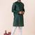 Dark green plain dupion silk kurta churidar set for festive, reception, weddings