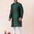 Dark green plain dupion silk kurta churidar set for festive, reception, weddings