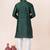 Dark green plain dupion silk kurta churidar set for festive, reception, weddings