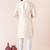 Beige plain dupion silk kurta churidar set for festive, reception, weddings