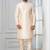 Beige plain dupion silk kurta churidar set for festive, reception, weddings
