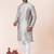 Grey plain dupion silk kurta for festive, reception, weddings