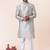 Grey plain dupion silk kurta churidar set for festive, reception, weddings
