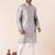Grey plain dupion silk kurta churidar set for festive, reception, weddings